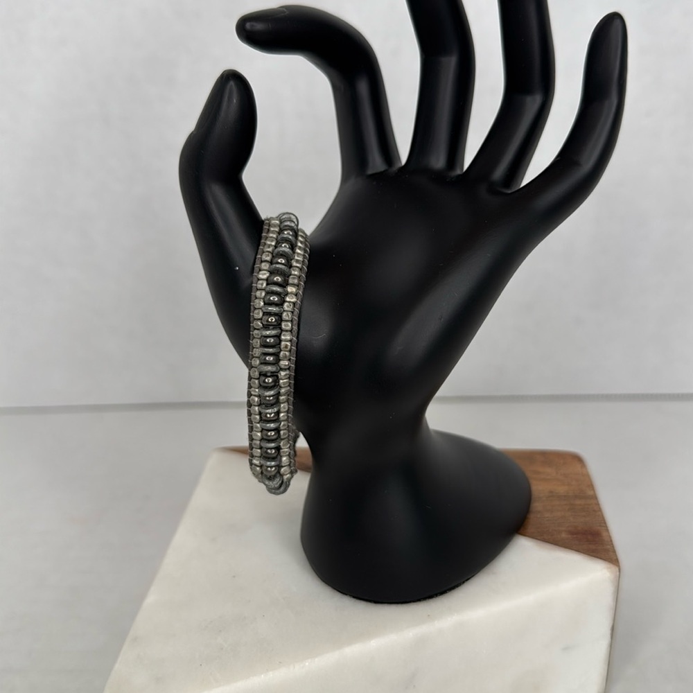 Gap beaded gunmetal gray and silver wrap bracelet